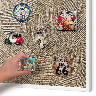 Tablero magnético de pared para imanes con marco blanco Patrón geométrico