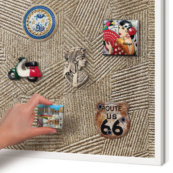 Tablero magnético de pared para imanes con marco blanco Patrón geométrico