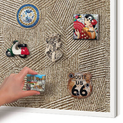 Tablero magnético de pared para imanes con marco blanco Patrón geométrico