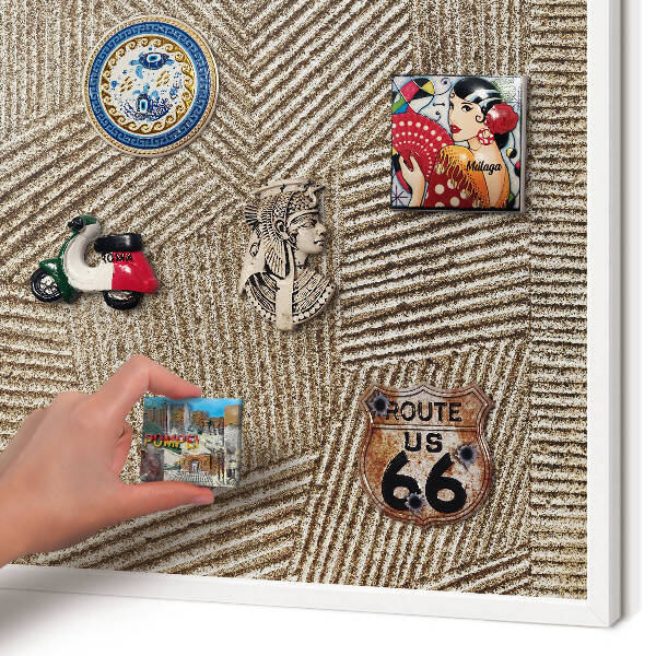 Tablero magnético de pared para imanes con marco blanco Patrón geométrico