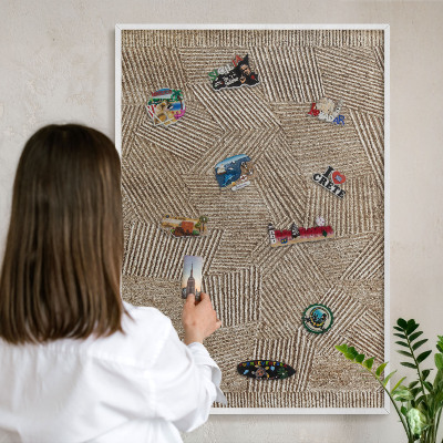 Tablero magnético de pared para imanes con marco blanco Patrón geométrico