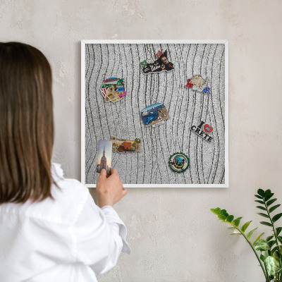 Tablero magnético metálico para souvenirs en color blanco Ondas grises