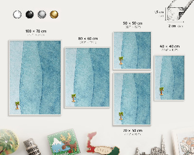 Tablero magnético de pared para imanes con marco blanco Olas azules