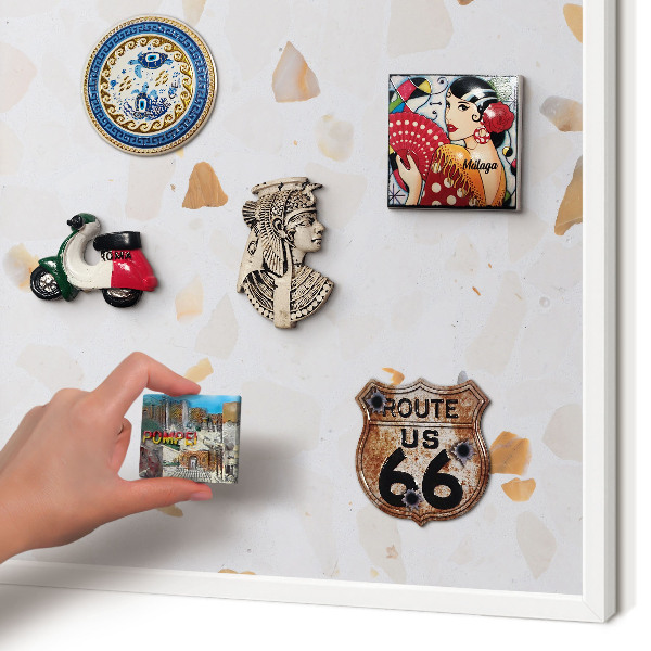 Tablero magnético metálico para souvenirs en color blanco Mosaico cálido