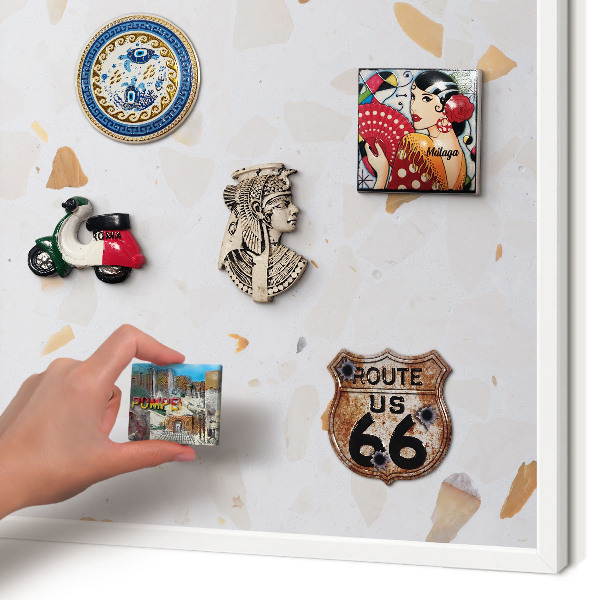 Tablero magnético metálico para souvenirs en color blanco Mosaico cálido