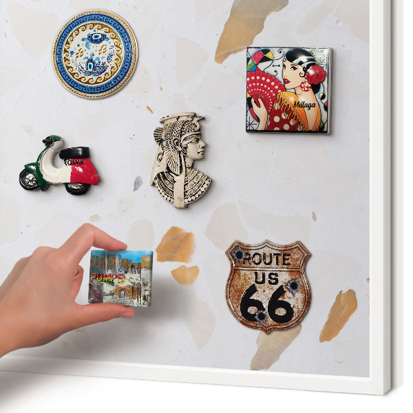 Tablero magnético metálico para souvenirs en color blanco Mosaico cálido