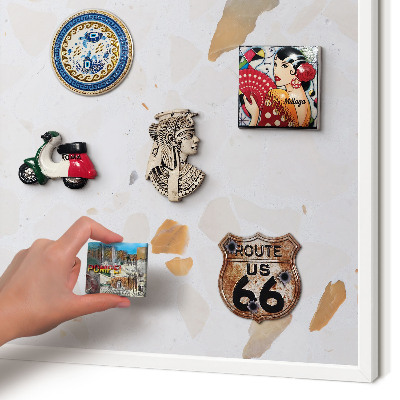 Tablero magnético metálico para souvenirs en color blanco Mosaico cálido