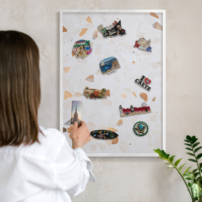 Tablero magnético metálico para souvenirs en color blanco Mosaico cálido