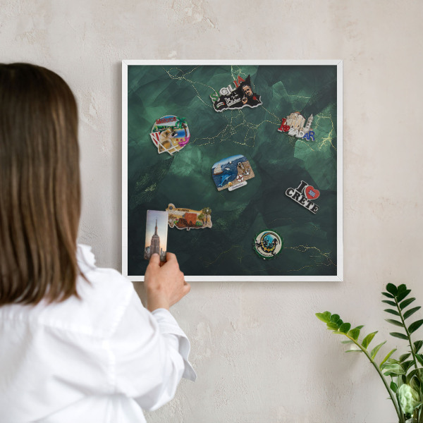 Tablero magnético de pared para imanes con marco blanco Profundidad verde