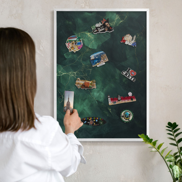 Tablero magnético de pared para imanes con marco blanco Profundidad verde