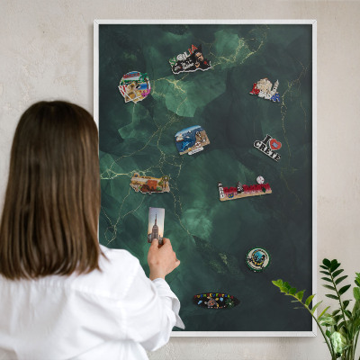 Tablero magnético de pared para imanes con marco blanco Profundidad verde