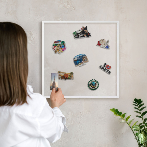 Tablero magnético de pared para imanes con marco blanco Textura cremosa