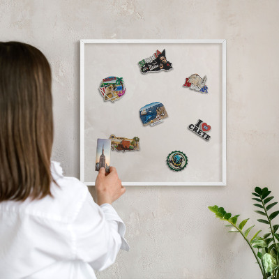 Tablero magnético de pared para imanes con marco blanco Textura cremosa