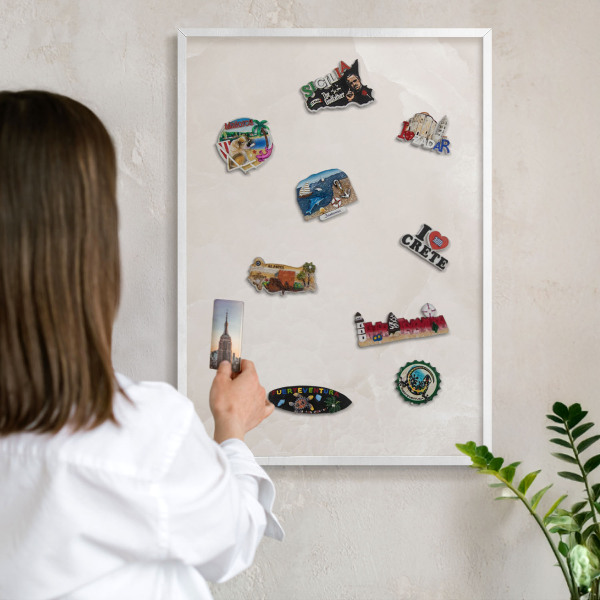 Tablero magnético de pared para imanes con marco blanco Textura cremosa
