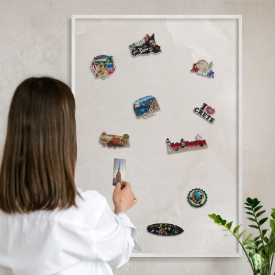 Tablero magnético de pared para imanes con marco blanco Textura cremosa