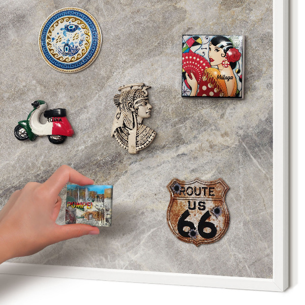Tablero magnético metálico para souvenirs en color blanco Textura de piedra