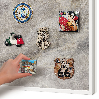 Tablero magnético metálico para souvenirs en color blanco Textura de piedra