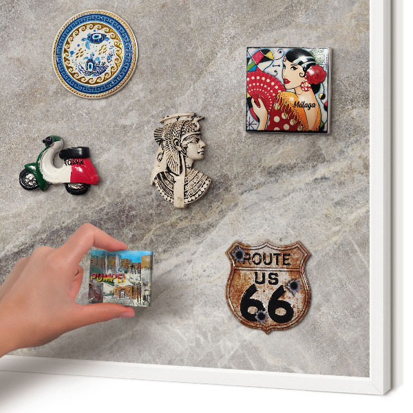 Tablero magnético metálico para souvenirs en color blanco Textura de piedra