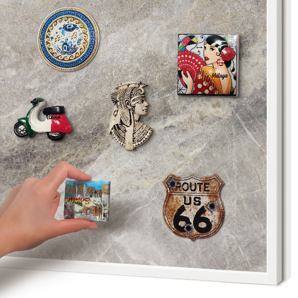 Tablero magnético metálico para souvenirs en color blanco Textura de piedra