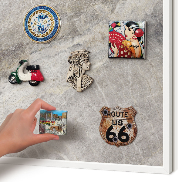 Tablero magnético metálico para souvenirs en color blanco Textura de piedra