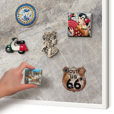 Tablero magnético metálico para souvenirs en color blanco Textura de piedra