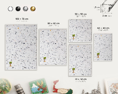 Tablero magnético de pared para imanes con marco blanco Estilo terrazo