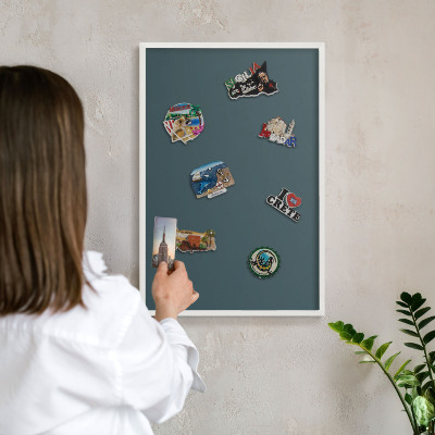Tablero magnético metálico para souvenirs en color blanco Turquesa
