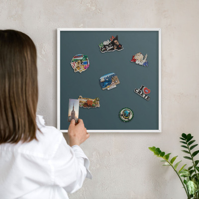 Tablero magnético metálico para souvenirs en color blanco Turquesa