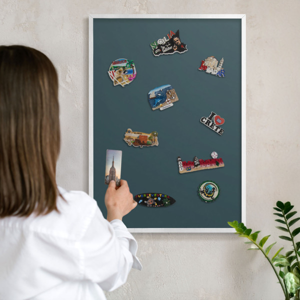 Tablero magnético metálico para souvenirs en color blanco Turquesa