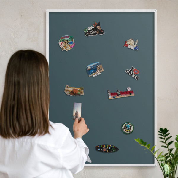 Tablero magnético metálico para souvenirs en color blanco Turquesa