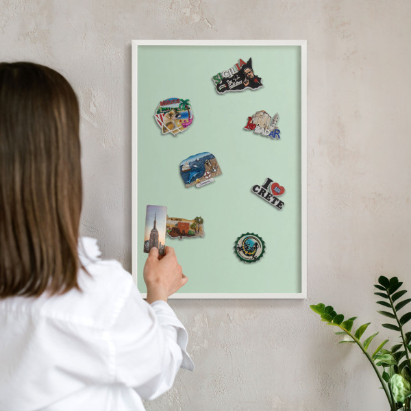 Tablero magnético de pared para imanes con marco blanco Verde menta