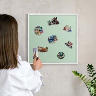 Tablero magnético de pared para imanes con marco blanco Verde menta