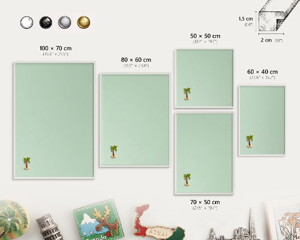 Tablero magnético de pared para imanes con marco blanco Verde menta