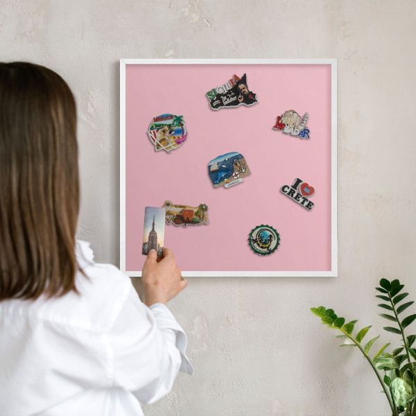 Tablero magnético metálico para souvenirs en color blanco Rosa claro