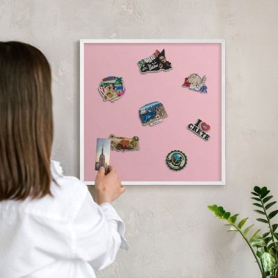 Tablero magnético metálico para souvenirs en color blanco Rosa claro