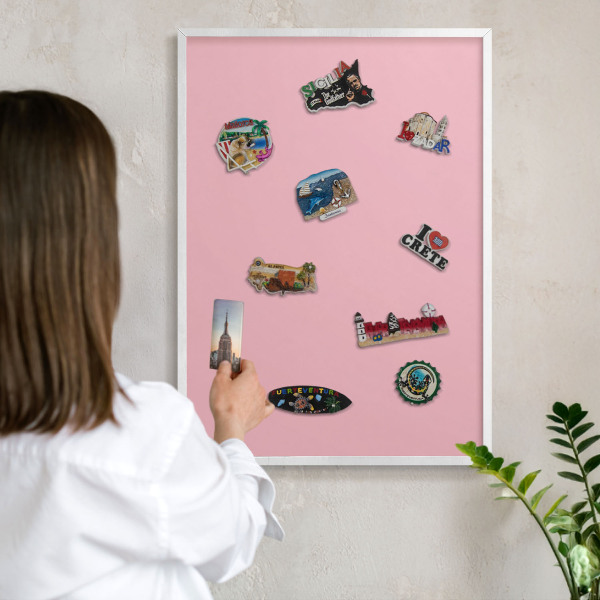 Tablero magnético metálico para souvenirs en color blanco Rosa claro