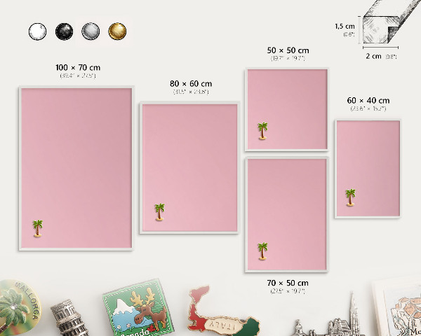 Tablero magnético metálico para souvenirs en color blanco Rosa claro