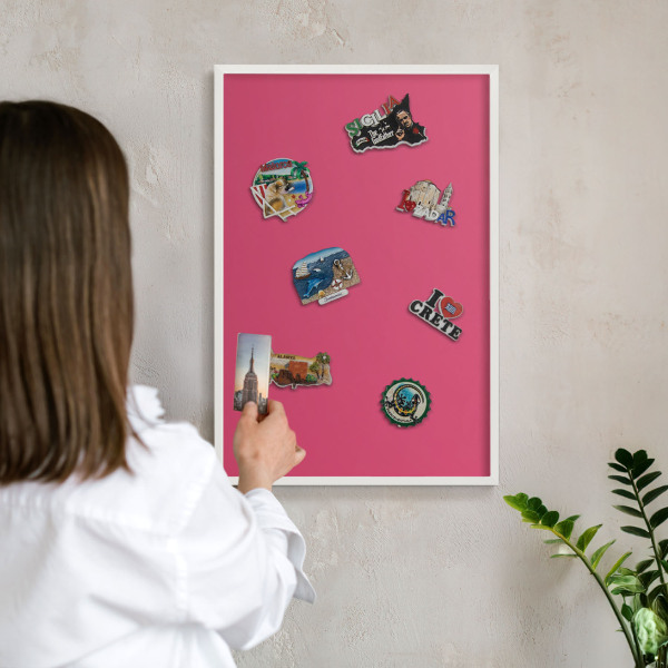 Tablero magnético de pared para imanes con marco blanco Rosa energía