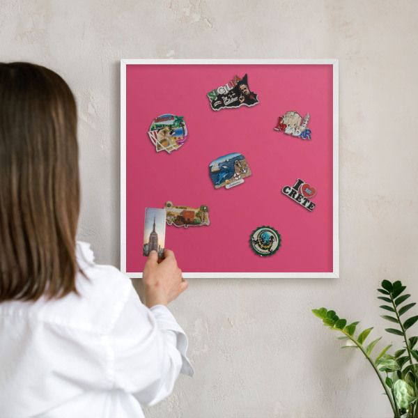 Tablero magnético de pared para imanes con marco blanco Rosa energía