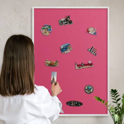 Tablero magnético de pared para imanes con marco blanco Rosa energía