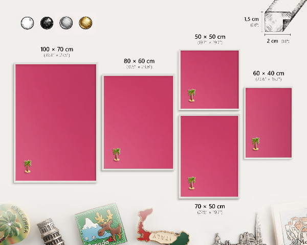 Tablero magnético de pared para imanes con marco blanco Rosa energía