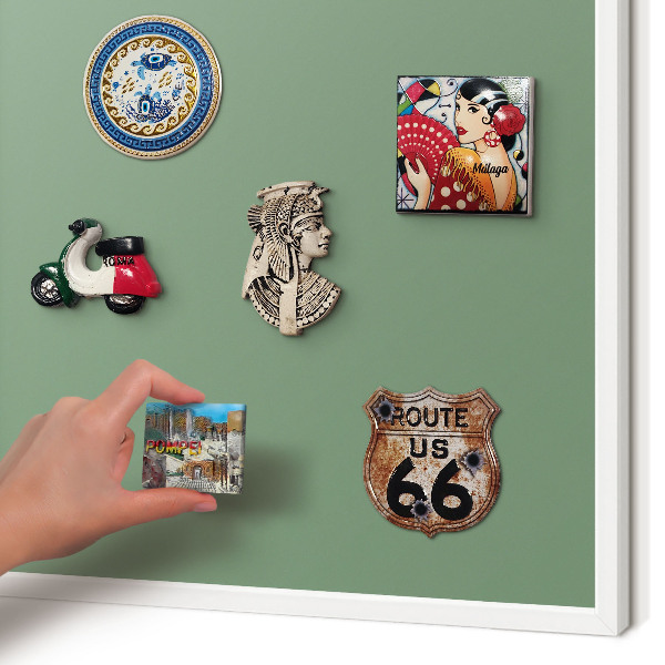Tablero magnético de pared para imanes con marco blanco Verde apagado