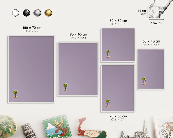 Tablero magnético metálico para souvenirs en color blanco Morado lila