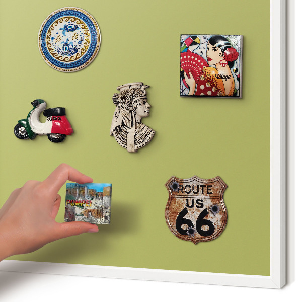 Tablero magnético de pared para imanes con marco blanco Verde vintage