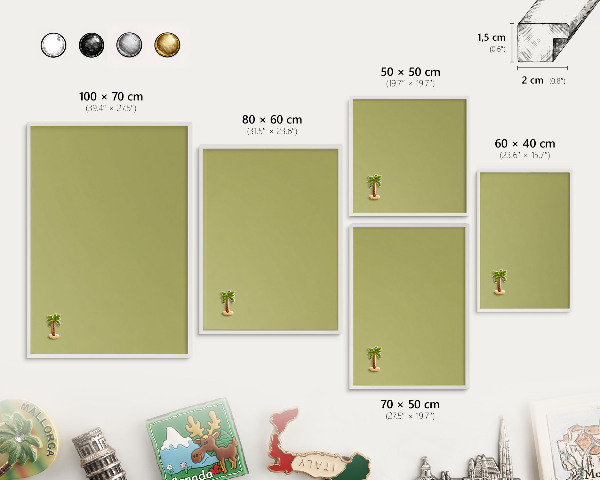 Tablero magnético de pared para imanes con marco blanco Verde vintage