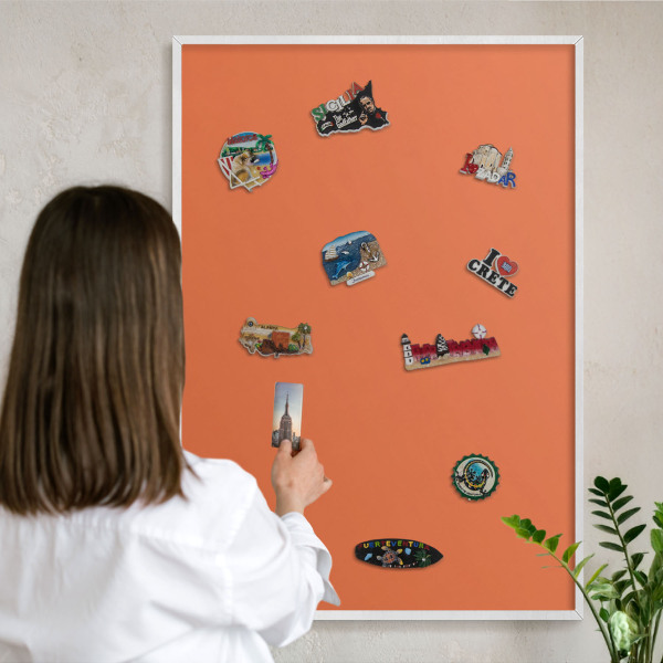 Tablero magnético de pared para imanes con marco blanco Naranja fuerte