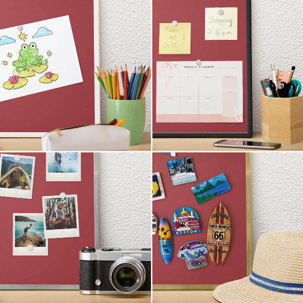 Tablero magnético metálico para souvenirs en color blanco Color burdeos