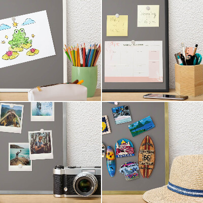 Tablero magnético de pared para imanes con marco blanco Gris oscuro