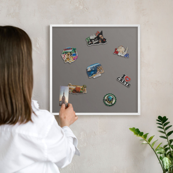 Tablero magnético de pared para imanes con marco blanco Gris oscuro