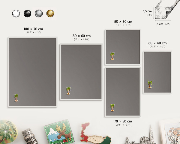 Tablero magnético de pared para imanes con marco blanco Gris oscuro